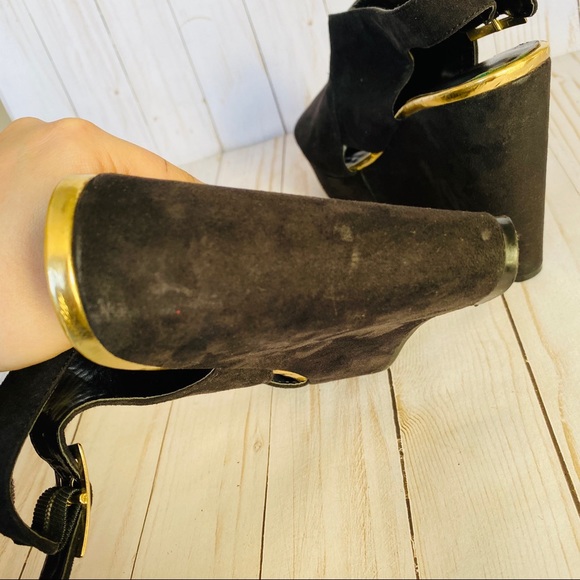 Nicole Miller faux suede platform wedges black 6 - Picture 8 of 8